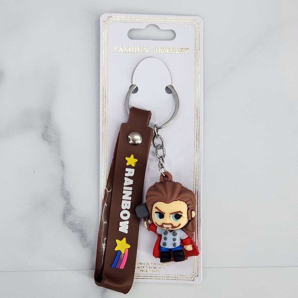 NEW Marvel Avengers Thor Superhero Figure Keychain & Strap Bag Charm PVC keyring